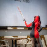 Detroit Corporal Punishment red and black tight dress